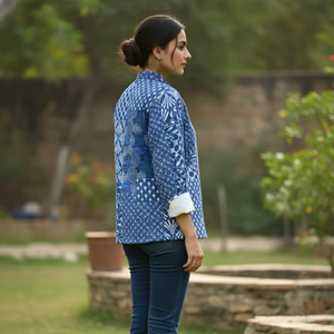 Chaqueta de Mujer 100% Algodón Acolchada Reversible Ecológica de Invierno con Estampado Floral, Mangas Largas y Forro de Algodón - Product Image 3