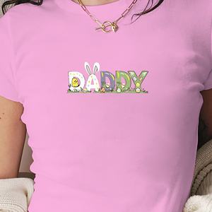 DADDY con decoraciones de Pascua Camiseta corta de moda para mujer - Product Image 2