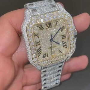 Reloj de Lujo para Hombre, Diseño Antiguo, Dos Tonos, con Diamantes Cuadrados, Cuarzo, 46mm, Acero Inoxidable, Cristal de Zafiro, Esfera Romana - Product Image 2