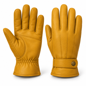 Gants en similicuir marron foncé avec surpiqûres contrastées et poignets froncés – Collection Hiver – Fournisseur d'accessoires personnalisés en gros - Product Image 2