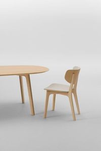 Chaise de salle à manger moderne en teck massif avec pieds coniques, chaise rembourrée pour hôtel, restaurant, café, salle à manger - Product Image 2