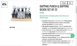 Dapping <b>Punch</b> and Block <b>Set</b> 22 Pieces Jewelry Forming Tool With Wooden Base Metal Doming Kit | Item No GS-619F - Product Image 3