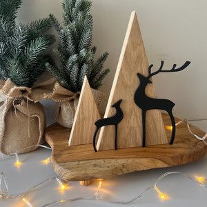Décoration de Noël en bois avec silhouettes de cerfs, décoration de table minimaliste pour la maison, thème forêt hivernale pour la saison des fêtes - Product Image 2