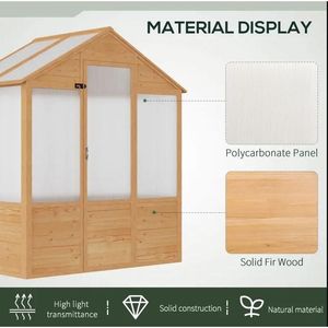 6 'X 4' X 7 'serra In legno naturale con porta In policarbonato serra da giardino all'aperto - Product Image 4