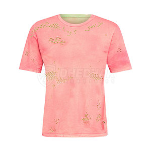T-shirt homme en coton 100% de haute qualité, manches courtes, coupe ample, effet usé, logo personnalisé imprimé. - Product Image 2