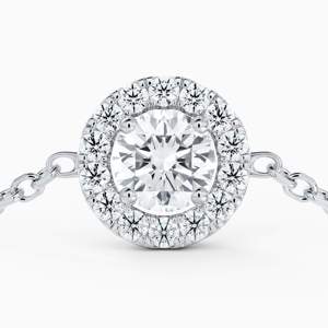 สร้อยข้อมือโซ่ประดับเพชรเม็ดเดี่ยวทรงฮาโล14K สีทองขาวโรเดียมรับการรับรอง - Product Image 4
