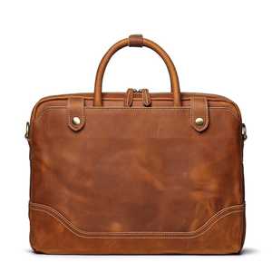 Bolso de Mano de Gran Capacidad, Estilo Vintage, para Uso Diario y Viajes, Maletín de Cuero Genuino para Portátil de 14 Pulgadas, para Oficina y Negocios, para Hombre, LLB-0316 - Product Image 5