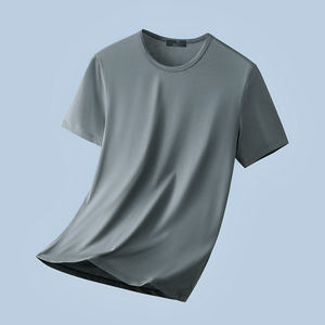 T-shirt unisexe en coton modal et soie glacée, manches courtes, couleur unie, été, 160 g/m², design de logo personnalisé OEM. - Product Image 5