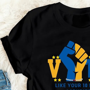 Camiseta personalizada VOTE negra para mujer, con estampado gráfico de la hermandad griega Sigma Gamma Rho, manga corta, cuello redondo, informal, de algodón, a la moda - Product Image 5