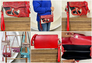 Sac bandoulière en cuir de vachette fait main, style bohème, fermeture à bouton-pression, mini sac à la mode pour femme - Collection Mars Expo - Product Image 3