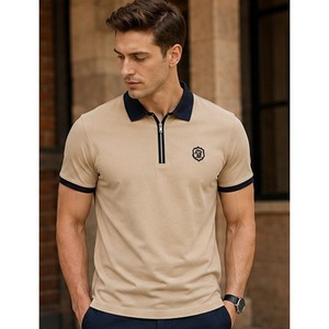 Camiseta Polo Blanca Premium para Hombre con Cuello en Contraste Negro y Cierre de Cremallera - Product Image 6
