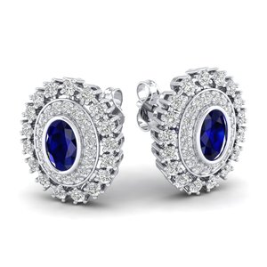 REYES High Quality 925 Sterling <b>Silver</b> Blue Sapphire Gemstone with Moissanite Screw <b>Back</b> Stud <b>Earrings</b> For Women Luxury Jewelry - Product Image 4