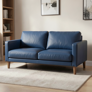 Sofá de Cuero Genuino de Lujo, Varias Opciones de Estructura y Patas de Madera o Metal, Tapicería de Cuero Real, Mueble de Dos Plazas para Interiores - Product Image 2