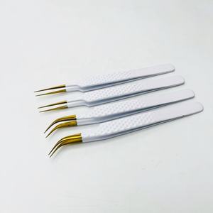 Pince à épiler d'extension de cils en acier inoxydable de qualité supérieure pointe en fibre pointue incurvée blanche pour l'utilisation des sourcils NOMEX INTERNATIONAL - Product Image 5