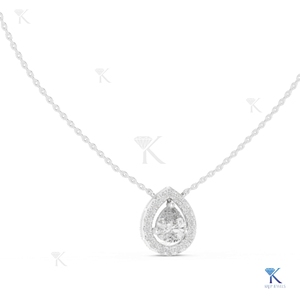 จี้เพชรทรงลูกแพร์แบบลอยตัวประดับด้วยเพชรแล็บโกรว์ สร้อยคอทองคำแท้ 14K 18K สำหรับผู้หญิง รูปทรงหยดน้ำ ผลิตโดยผู้ผลิตเครื่องประดับขายส่ง - Product Image 4