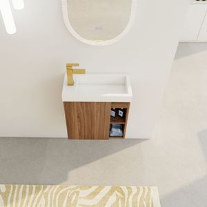 Mobile bagno sospeso da 20 pollici con lavabo in resina bianca e anta dell'armadietto con chiusura ammortizzata - Product Image 4