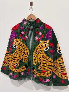 Chaqueta Bordada con Estampado de Tigre y Flores, Chaqueta Boho India Hecha a Mano, Vestidos Casuales de Manga Larga, Ropa Casual de Otoño - Product Image 2
