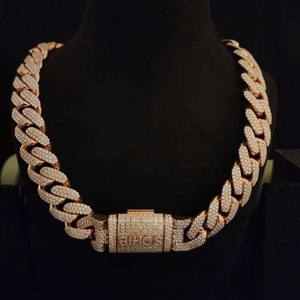 Trendy Full Iced Out Cuban <b>Chain</b> with <b>Moissanite</b> 925 Sterling Silver 24MM Link <b>Chain</b>-Gift for Hip Hop Jewelry Lovers - Product Image 4