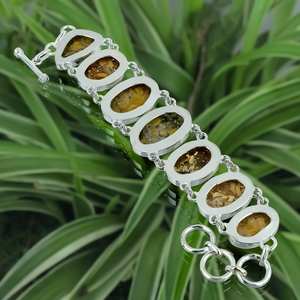 กำไลข้อมือเงินแท้ 925 ประดับพลอยอาเกต ทำมือ ปรับขนาดได้ ของขวัญเครื่องประดับธรรมชาติสำหรับผู้หญิง - Product Image 3