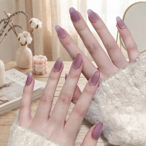 Long Middle Circle Smoky Mauve Japanese Soft Girl Amethyst Aura Acrílico Diseño de dedo prediseñado - Product Image 6