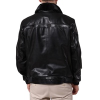 Veste imperméable en cuir gaufré imprimé python noir avec col en fourrure de rex détachable pour homme, nouvelle veste bomber en peau de serpent ODM pour l'hiver