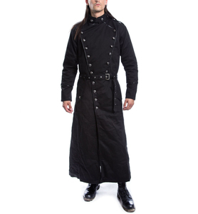 Abrigo largo gótico negro de cuero PU para hombre, disfraz de Halloween - Product Image 1