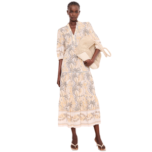 Vestido largo maxi con estampado floral para mujer, estilo línea A, atuendo de verano - Product Image 3
