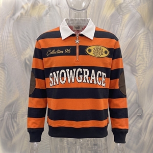 Maillot de baseball rayé à manches longues Snowgrace avec logo brodé, col rabattu, coupe classique, vêtements pour hommes - Product Image 3