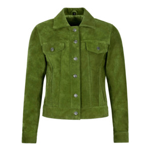 Custom 100% Genuine Cow Suede Leather <b>Womens</b> Motorcycle Trucker <b>Jacket</b> Summer Spring Classic Fit Private Label OEM Bulk - Product Image 5