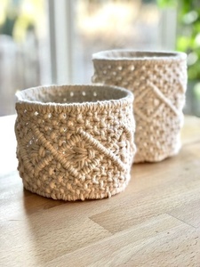 Cesta de algodón con asas, cesta de almacenamiento con borlas de macramé con asa cesta de cuerda para el vientre - Product Image 2