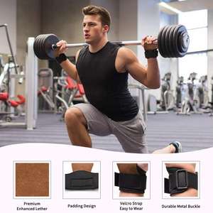 Guantes de Gimnasia Unisex para Levantamiento de Pesas, Tamaño Personalizado, Protector de Palma de Cuero Vacuno, Entrenamiento Físico con Cuero y Goma - Product Image 2