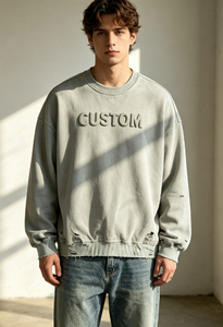เสื้อสเวตเชิ้ตโอเวอร์ไซส์ Glory Custom คอกลม ดีไซน์ลายนูน แต่งยับ ผ้าฝ้าย 100% คุณภาพพรีเมียม สำหรับทุกเพศ - Product Image 3
