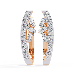 Boucles d'oreilles créoles en or blanc avec diamants ovales de laboratoire, style français, pour mariage ou cadeau - Product Image 3