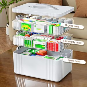 Organizzatore Portatile per Medicinali a 3 Livelli con Manico in Plastica, Contenitore Vuoto Multiuso per Pillole e Pronto Soccorso - Product Image 3