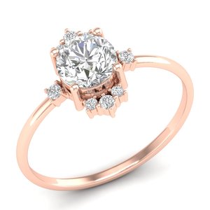 Bagues de fiançailles et de mariage REYES personnalisables pour femmes en argent sterling 925, avec moissanite solitaire taille brillant rond de 0,96 carat - Product Image 1