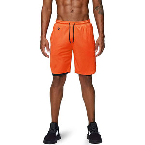 Pantalones Cortos Deportivos 2 en 1 para Hombre con Forro de Compresión Negro, Cintura Ajustable con Cordón, para Gimnasio y Running - Product Image 1