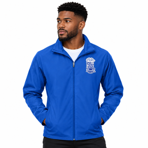 Chaqueta Cortavientos Azul Rey para Hombre Phi Beta Sigma con Escudo Bordado, Cierre Completo, Cuello Alto, Ligera, Manga Larga, para Uso en Exteriores - Product Image 1