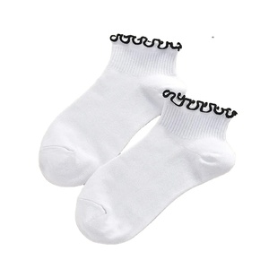 New <b>Women</b> Cotton Casual White <b>Black</b> <b>Socks</b> Girls Cute Crimped Ankle Spoken Stripes Dots Heart 34-40 - Product Image 3