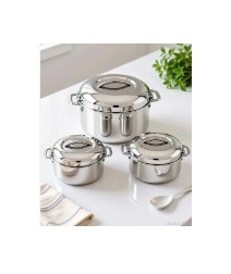 Juego de Tres Ollas Térmicas de Acero Inoxidable, Diseño de Lujo, Aptas para Horno y Lavavajillas, Calentador de Alimentos - Product Image 2