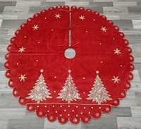 Jupe de sapin de Noël en velours de luxe Artistry, 48 pouces, faite à la main, brodée de paillettes, couleur et taille personnalisables, couvre-sapin festif, décoration de Noël