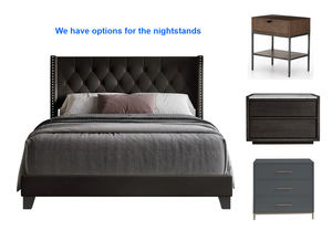 Lit rembourré moderne en bois massif durable avec tête de lit à volants pour ensemble de chambre à coucher - Product Image 4