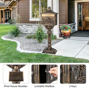 Cassetta postale in alluminio fuso retrò per arredamento prato esterno - Product Image 2