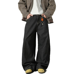 Pantalones Vaqueros Anchos de Estilo Urbano para Hombre, Pantalones de Mezclilla Negros de Pierna Ancha, Pantalones Casuales de Hip Hop - Product Image 1