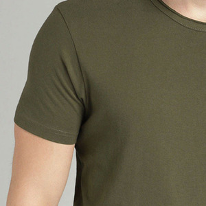 Camiseta Casual de Cuello Redondo para Hombre, Tejida en Poliéster/Algodón, de Alta Calidad, Secado Rápido, Transpirable, Color Verde Sólido, con Bolsillo en el Pecho - Product Image 5