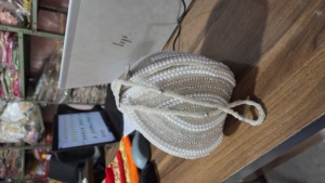 Handcrafted Luxury Pearl and Seed Bead Batwa <b>Bag</b> - Elegant <b>Peach</b> Artisanal Bridal Potli Purse Ethnic Evening <b>Clutch</b> for Women - Product Image 3