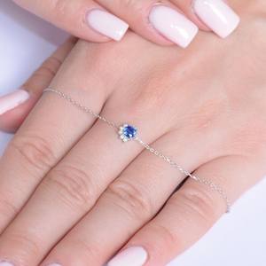 <b>Blue</b> <b>Sapphire</b> Round Cut Bracelet Timeless Birthstone Jewelry September Gift Dainty Elegant Fine Jewelry - Product Image 2