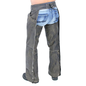 Chaps en similicuir style western, taille haute, coupe régulière, avec poche en cuir et fermeture à boucle, pour l'équitation - Product Image 4