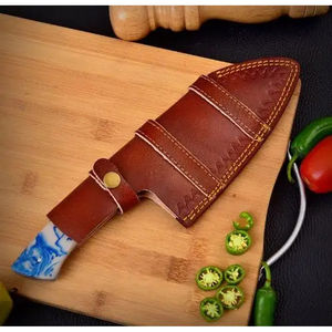 Cuchillo de Chef Burraq Hecho a Mano con Acero al Carbono, Diseño de Gota de Lluvia, Multifuncional, con Funda de Cuero, para Uso en Cocina, DIY, OEM - Product Image 2