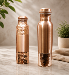 Bouteille d'eau de luxe en cuivre pur, écologique, avec design classique martelé, portable pour les voyages - Product Image 2