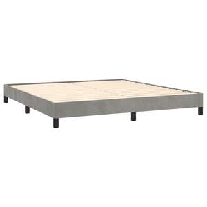 Cadre de lit rembourré en velours gris clair 76"x79.9" King Size sans matelas - Product Image 4